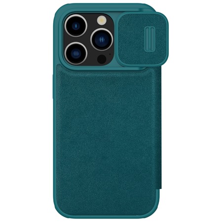 Nillkin Qin Book Pro Plain Leather flipov pouzdro s krytkou kamery pro Apple iPhone 15 Pro Max zelen