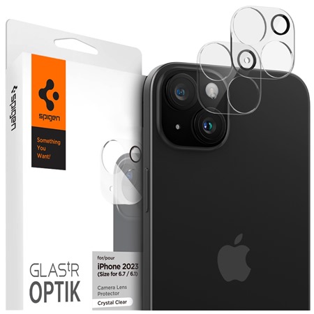 Spigen Glass.tR EZ Fit Optik tvrzen sklo na oky fotoapartu pro Apple iPhone 15 / 15 Plus 2ks ir
