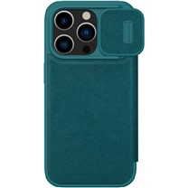 Nillkin Qin Book Pro Plain Leather flipov pouzdro s krytkou kamery pro Apple iPhone 15 Pro Max zelen