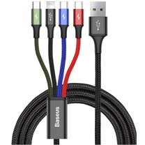 Baseus Fast 4v1 USB-A / micro USB, 2x USB-C, Lightning, 1,2m opleten barevn kabel