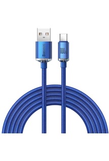 Baseus Crystal Shine Series USB-A / USB-C 100W 2m opletený modrý kabel