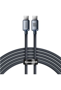 Baseus Crystal Shine Series USB-C / USB-C 100W 2m opletený černý kabel