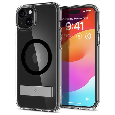 Spigen Ultra Hybrid S zadn kryt se stojnkem a podporou MagSafe pro Apple iPhone 15 ern