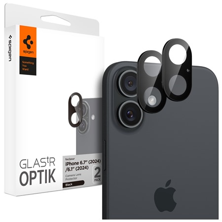 Spigen Glass.tR Optik tvrzen sklo na oky fotoapartu pro Apple iPhone 16 / 16 Plus 2ks ern