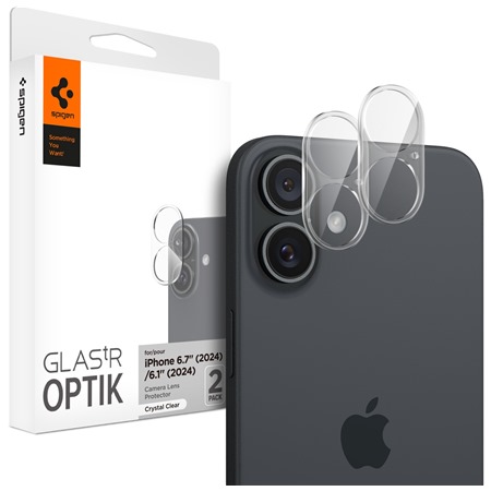 Spigen Glass.tR Optik tvrzen sklo na oky fotoapartu pro Apple iPhone 16 / 16 Plus 2ks ir