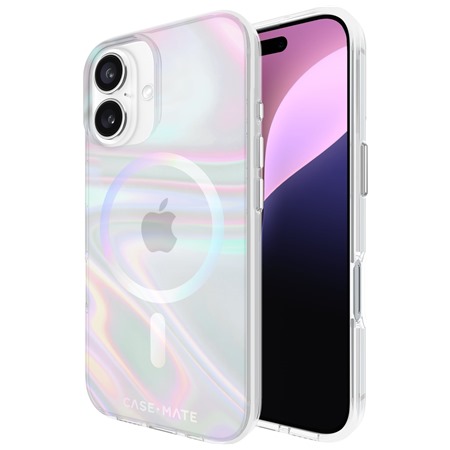 Case Mate Soap Bubble odoln zadn kryt s podporou MagSafe pro Apple iPhone 16 duhov