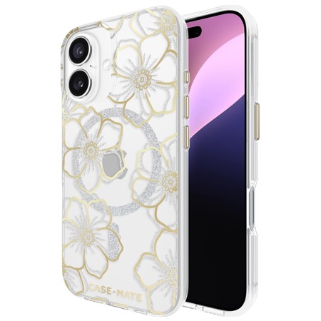 Case Mate Floral Gems odoln zadn kryt s podporou MagSafe pro Apple iPhone 16 zlat