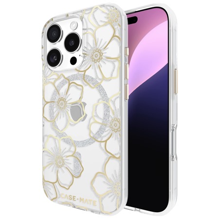 Case Mate Floral Gems odoln zadn kryt s podporou MagSafe pro Apple iPhone 16 Pro zlat