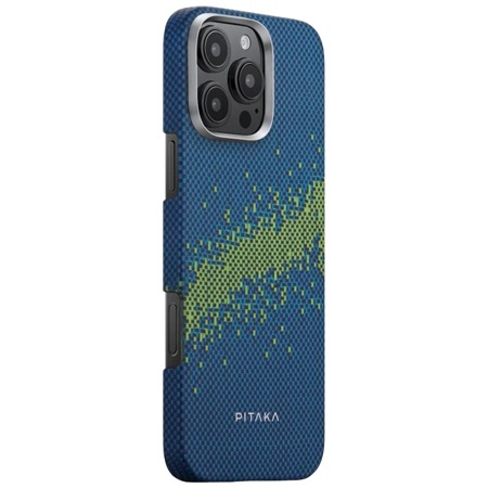 Pitaka Tactile Woven Case StarPeak fosforeskujc aramidov kryt pro Apple iPhone 16 Pro modr / zelen