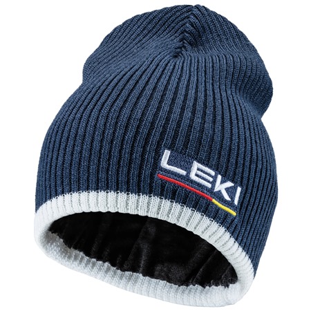 LEKI Wool Beanie, dark denim-white-poppy red, One size