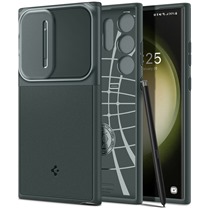 Spigen Optik Armor zadn kryt s krytkou kamery pro Samsung Galaxy S23 Ultra zelen