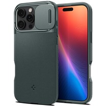 Spigen Optik Armor zadn kryt s krytkou kamery a podporou MagSafe pro Apple iPhone 16 Pro zelen