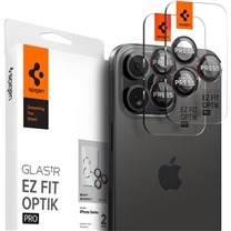 Spigen Glass.tR EZ Fit Optik Pro L-Series tvrzen sklo na oky fotoapartu pro Apple iPhone 14 / 15 / 16 Pro a Pro Max 2ks ern / erven