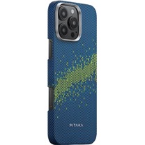 Pitaka Tactile Woven Case StarPeak fosforeskujc aramidov kryt pro Apple iPhone 16 Pro modr / zelen