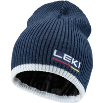 LEKI Wool Beanie, dark denim-white-poppy red, One size