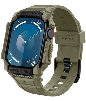 Spigen Rugged Armor Pro kompletn pouzdro s emnkem pro Apple Watch Series 10 46mm zelen