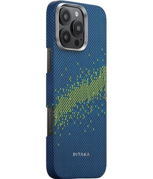 Pitaka Tactile Woven Case StarPeak fosforeskujc aramidov kryt pro Apple iPhone 16 Pro Max modr / zelen