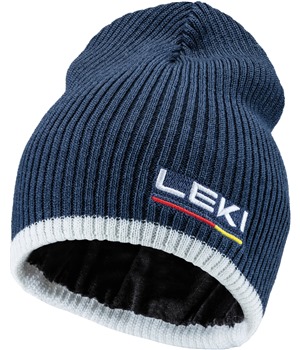 LEKI Wool Beanie, dark denim-white-poppy red, One size