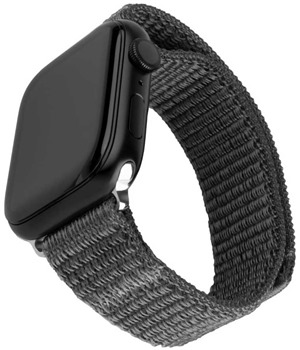 FIXED Nylon Sporty Strap nylonov emnek pro Apple Watch 42 / 44 / 45mm tmav ed