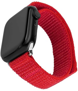 FIXED Nylon Sporty Strap nylonov emnek pro Apple Watch 42 / 44 / 45mm erven