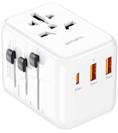 4smarts World Travel Adapter Nomad 20W nabjeka s EU / UK / USA / AUS zsuvkou bl 4smarts GaN Flex Pro 200W PD / QC nabjeka s prodluovacm adaptrem ,LDNIO SC10610 prodluovac kabel 2m 10x zsuvka, 5x USB-A, 1x USB-C bl 