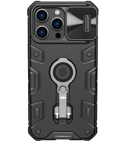 Nillkin CamShield Armor Pro odoln zadn kryt s krytkou kamery a stojnkem pro Apple iPhone 14 Pro Max ern