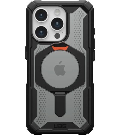 UAG Plasma odoln zadn kryt se stojnkem a MagSafe magnety pro Apple iPhone 15 Pro ern / oranov