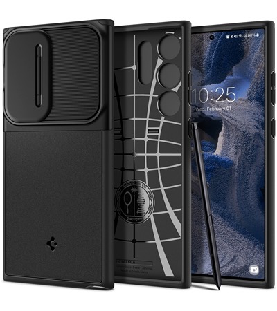 Spigen Optik Armor zadn kryt s krytkou kamery pro Samsung Galaxy S23 Ultra zelen