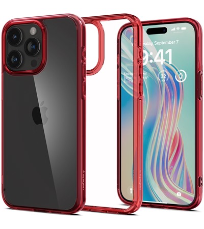 Spigen Ultra Hybrid zadn kryt pro Apple iPhone 15 Pro ir ASUS TUF Gaming P1 hern podloka pod my ern ,ASUS ROG Scabbard II Medium hern podloka pod my erven / ern 