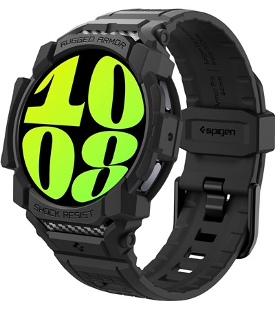 Spigen Rugged Armor Pro kompletn pouzdro s emnkem pro Samsung Galaxy Watch7 40mm ern