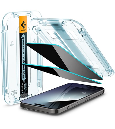 Spigen Glass.tR EZ Fit Privacy tvrzen sklo pro Apple iPhone 15 Pro Max 2ks