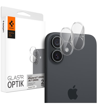 Spigen Glass.tR Optik tvrzen sklo na oky fotoapartu pro Apple iPhone 16 / 16 Plus 2ks ir