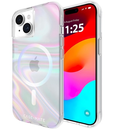 Case Mate Soap Bubble odoln zadn kryt s podporou MagSafe pro Apple iPhone 15 duhov