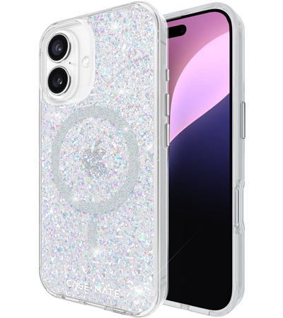 Case Mate Twinkle Disco odoln zadn kryt s podporou MagSafe pro Apple iPhone 16 stbrn