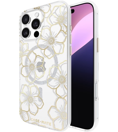 Case Mate Floral Gems odoln zadn kryt s podporou MagSafe pro Apple iPhone 16 Pro Max zlat