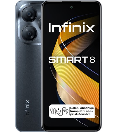 Infinix Smart 8 3GB / 64GB Dual SIM Timber Black SLEVA na sklo 14% ,Baseus Compact 30W PD / QC nabjeka ern 