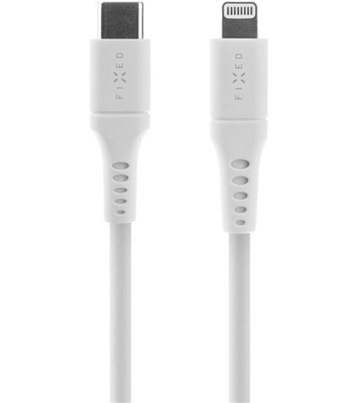FIXED Liquid silicone USB-C / Lightning 60W 1,2m ern kabel Sleva 15% na organizr kabel  