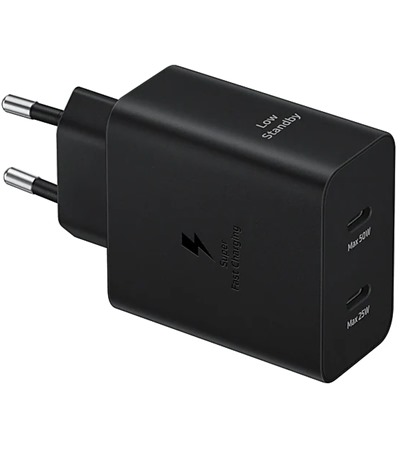 Samsung Duo 50W nabjeka s USB-C kabelem ern (EP-T5020XBEGEU) 4smarts GaN Flex Pro 200W PD / QC nabjeka s prodluovacm adaptrem 