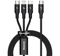 Baseus Rapid 3v1 USB-C / micro USB, USB-C, Lightning, 1,5m opleten ern kabel