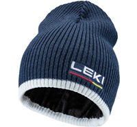 LEKI Wool Beanie, dark denim-white-poppy red, One size