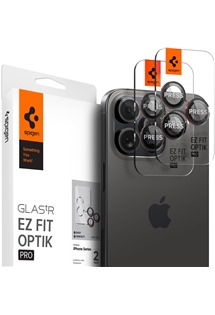 Spigen Glass.tR EZ Fit Optik Pro L-Series tvrzen sklo na oky fotoapartu pro Apple iPhone 14 / 15 / 16 Pro a Pro Max 2ks ern / erven