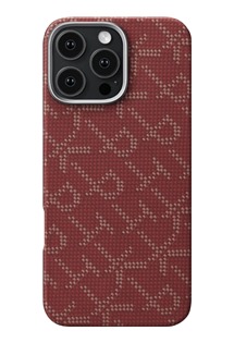 Pitaka Tactile Woven Case Monogram aramidov kryt s podporou MagSafe pro Apple iPhone 16 Pro erven