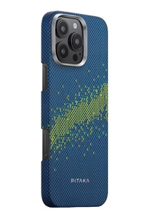 Pitaka Tactile Woven Case StarPeak fosforeskujc aramidov kryt pro Apple iPhone 16 Pro Max modr / zelen