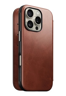 Nomad Modern Leather Folio koen flipov pouzdro pro Apple iPhone 16 Pro tmav hnd