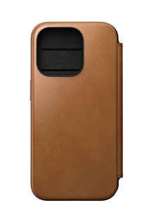 Nomad Modern Leather Folio kožené flipové pouzdro pro Apple iPhone 15 Pro světle hnědé