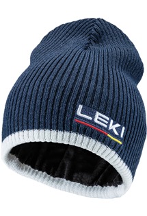 LEKI Wool Beanie, dark denim-white-poppy red, One size