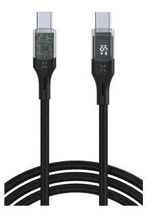FIXED USB-C / USB-C 100W 1.2m opletený černý kabel s displejm